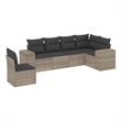 Afuera Living Contemporary 6 Piece Poly Rattan Sofa Set in Gray