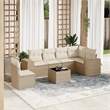 Afuera Living Contemporary 7 Piece Poly Rattan Sofa Set in Beige