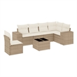 Afuera Living Contemporary 7 Piece Poly Rattan Sofa Set in Beige