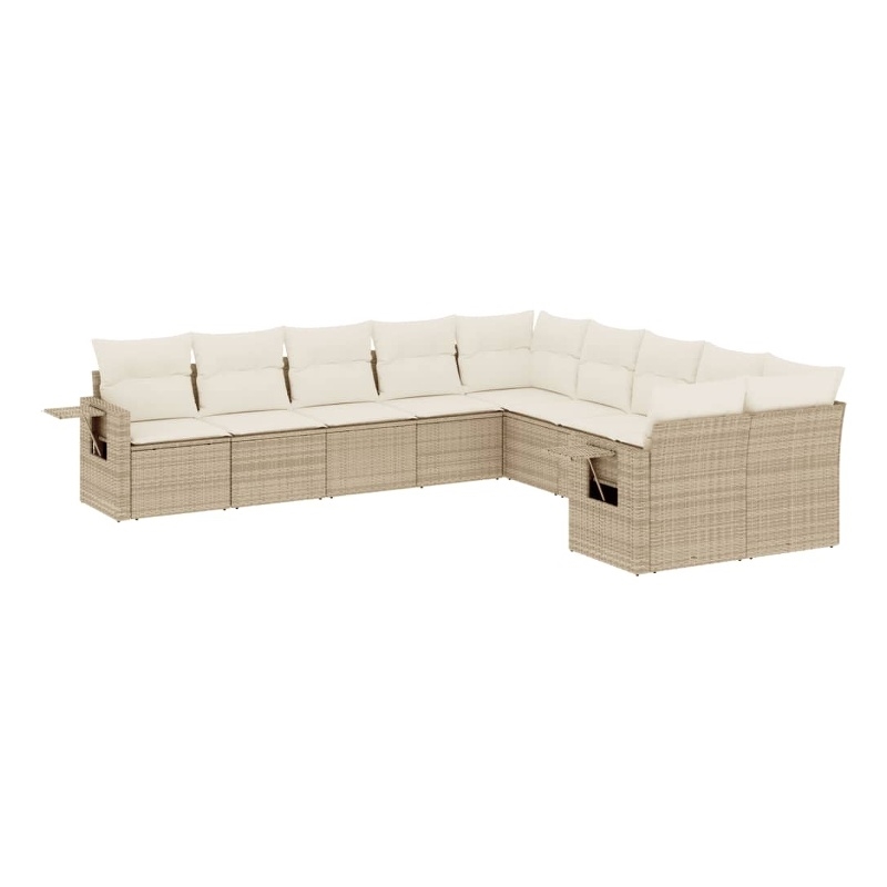 Afuera Living Contemporary 10 Piece Poly Rattan Sofa Set in Beige