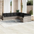 Afuera Living Contemporary 10 Piece Poly Rattan Sofa Set in Gray