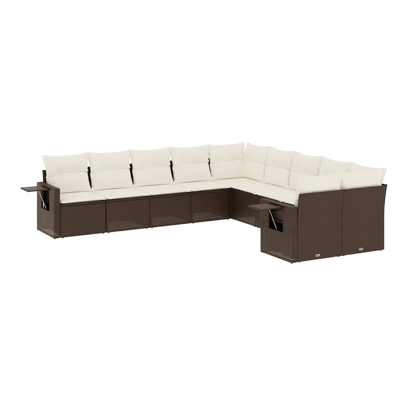 Afuera Living Contemporary 10 Piece Poly Rattan Sofa Set in Brown/Cream