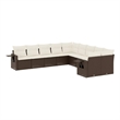 Afuera Living Contemporary 10 Piece Poly Rattan Sofa Set in Brown/Cream