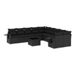 Afuera Living Contemporary 11 Piece Poly Rattan Sofa Set in Black