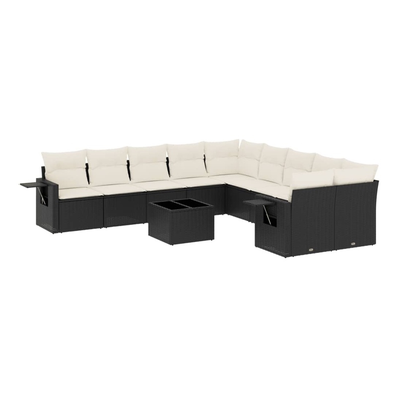 Afuera Living Contemporary 11 Piece Poly Rattan Sofa Set in Black