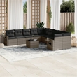 Afuera Living Contemporary 11 Piece Poly Rattan Sofa Set in Gray