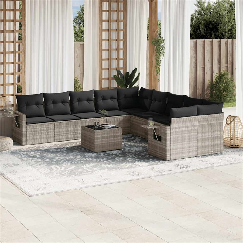 Afuera Living 11 Piece Poly Rattan Sofa Set in Gray/Anthracite
