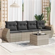 Afuera Living Contemporary 5 Piece Poly Rattan Sofa Set in Gray