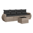 Afuera Living Contemporary 5 Piece Poly Rattan Sofa Set in Gray