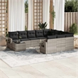 Afuera Living Contemporary Synthetic Poly Rattan 11 Piece  Sofa Set in Gray