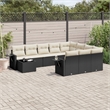 Afuera Living Contemporary 11 Piece Poly Rattan Sofa Set in Black