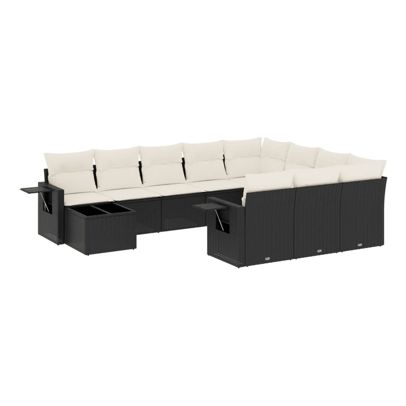 Afuera Living Contemporary 11 Piece Poly Rattan Sofa Set in Black