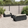 Afuera Living Contemporary 6 Piece Poly Rattan Sofa Set in Black/Cream