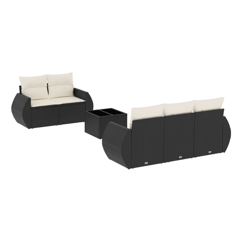 Afuera Living Contemporary 6 Piece Poly Rattan Sofa Set in Black/Cream