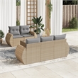 Afuera Living Contemporary 6 Piece Poly Rattan Sofa Set in Beige
