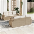 Afuera Living Contemporary 7 Piece Poly Rattan Sofa Set in Beige