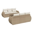 Afuera Living Contemporary 7 Piece Poly Rattan Sofa Set in Beige