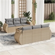 Afuera Living Contemporary 7 Piece Poly Rattan Sofa Set in Gray/Beige