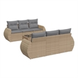 Afuera Living Contemporary 7 Piece Poly Rattan Sofa Set in Gray/Beige