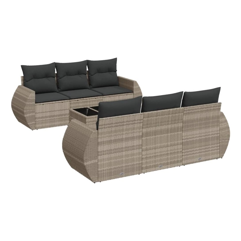 Afuera Living Contemporary Synthetic Poly Rattan 7 Piece Sofa Set in Gray