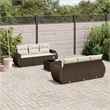 Afuera Living Contemporary 7 Piece Poly Rattan Sofa Set in Brown/Cream