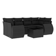 Afuera Living Contemporary 7 Piece Poly Rattan Sofa Set in Black