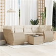Afuera Living Contemporary 7 Piece Poly Rattan Sofa Set in Beige