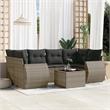 Afuera Living Contemporary 7 Piece Poly Rattan Sofa Set in Gray