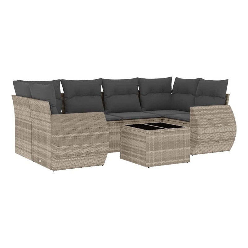 Afuera Living Contemporary 7 Piece Poly Rattan Sofa Set in Gray