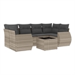 Afuera Living Contemporary 7 Piece Poly Rattan Sofa Set in Gray