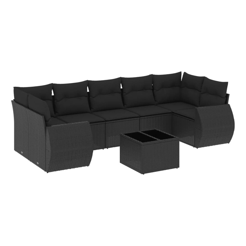 Afuera Living Contemporary 8 Piece Poly Rattan Sofa Set in Black