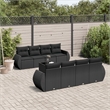 Afuera Living Contemporary 9 Piece Poly Rattan Sofa Set in Black