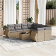 Afuera Living Contemporary 9 Piece Poly Rattan Sofa Set in Gray/Beige