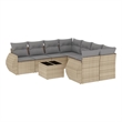 Afuera Living Contemporary 9 Piece Poly Rattan Sofa Set in Gray/Beige