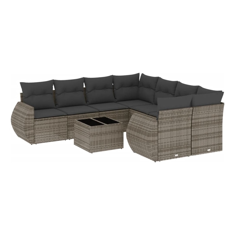 Afuera Living Contemporary Synthetic Poly Rattan 9 Piece  Sofa Set in Gray