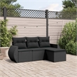 Afuera Living Contemporary 4 Piece Poly Rattan Sofa Set in Black