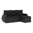 Afuera Living Contemporary 4 Piece Poly Rattan Sofa Set in Black