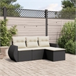 Afuera Living Contemporary 4 Piece Poly Rattan Sofa Set in Black/Cream