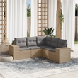 Afuera Living Contemporary 5 Piece Poly Rattan Sofa Set in Gray/Beige