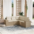 Afuera Living Contemporary 5 Piece Poly Rattan Sofa Set in Cream/Beige