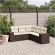 Afuera Living Contemporary 5 Piece Poly Rattan Sofa Set in Brown