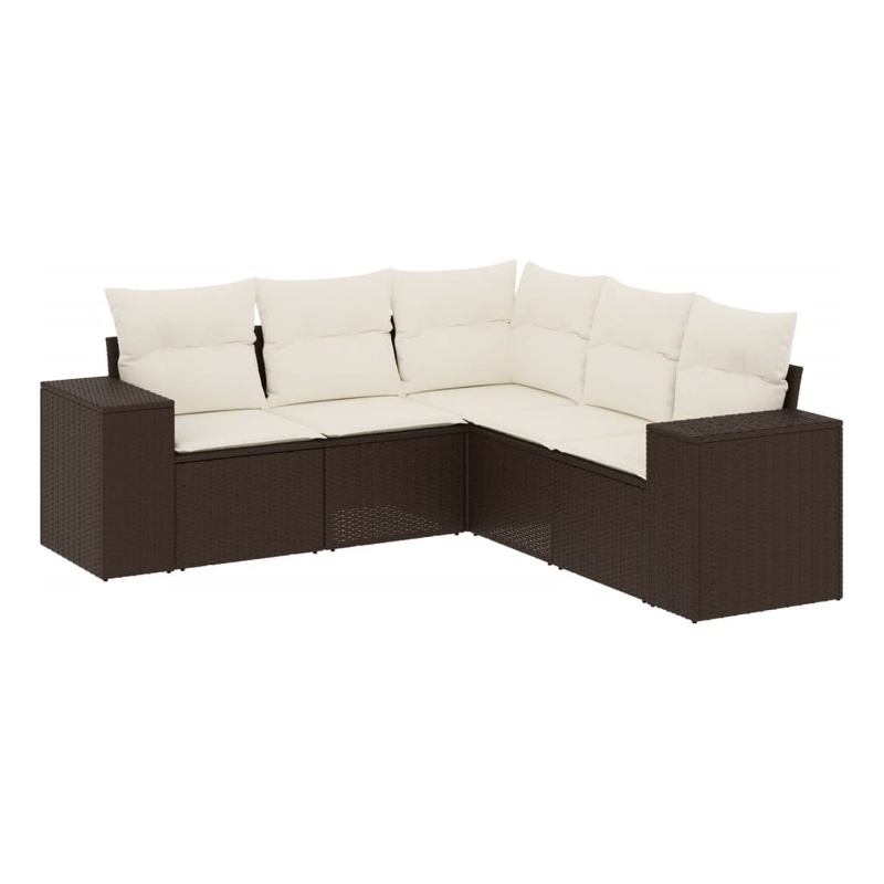 Afuera Living Contemporary 5 Piece Poly Rattan Sofa Set in Brown