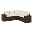 Afuera Living Contemporary 5 Piece Poly Rattan Sofa Set in Brown
