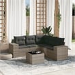 Afuera Living Contemporary Synthetic Poly Rattan 6 Piece  Sofa Set in Gray