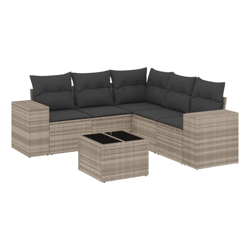 Afuera Living Contemporary 6 Piece Poly Rattan Sofa Set in Gray