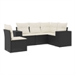 Afuera Living Contemporary 5 Piece Poly Rattan Sofa Set in Black/Cream