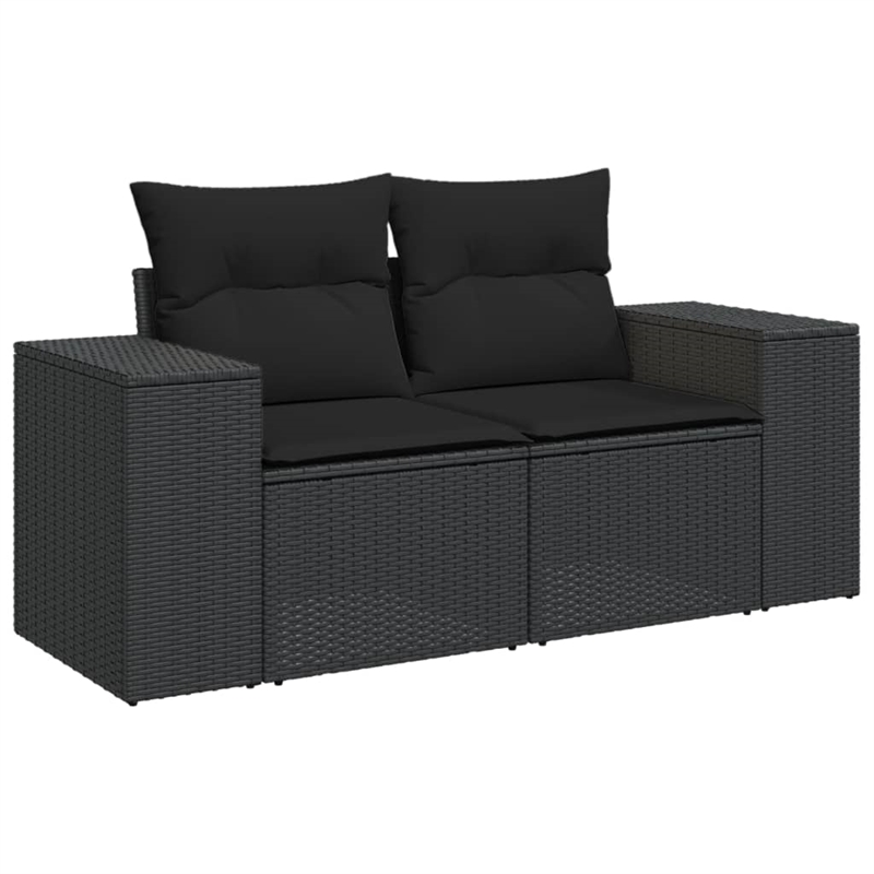 Afuera Living Contemporary Synthetic Poly Rattan Sofa Set in Black
