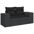 Afuera Living Contemporary Synthetic Poly Rattan Sofa Set in Black
