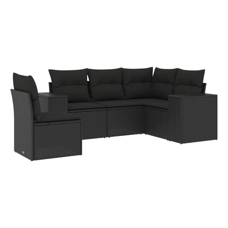 Afuera Living Contemporary Synthetic Poly Rattan Sofa Set in Black