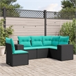 Afuera Living 5 Piece Poly Rattan Patio Sofa Set in Black/Blue